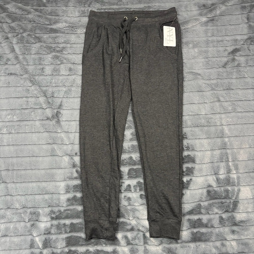 New York Laundry Athleisure Joggers Charcoal Gray Heather Pants CL8325MR Small